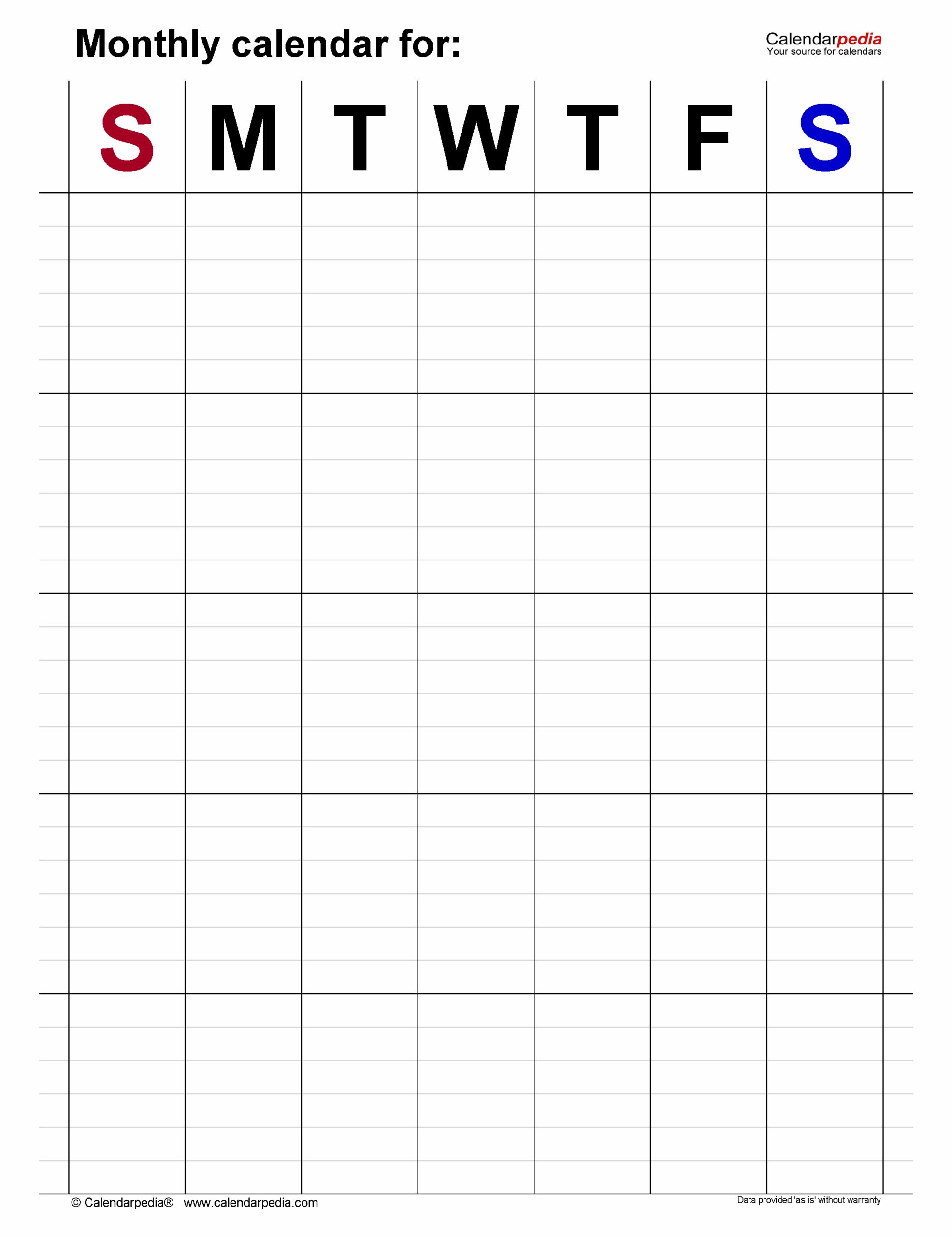Blank Monthly Calendars In PDF Format 22 Templates