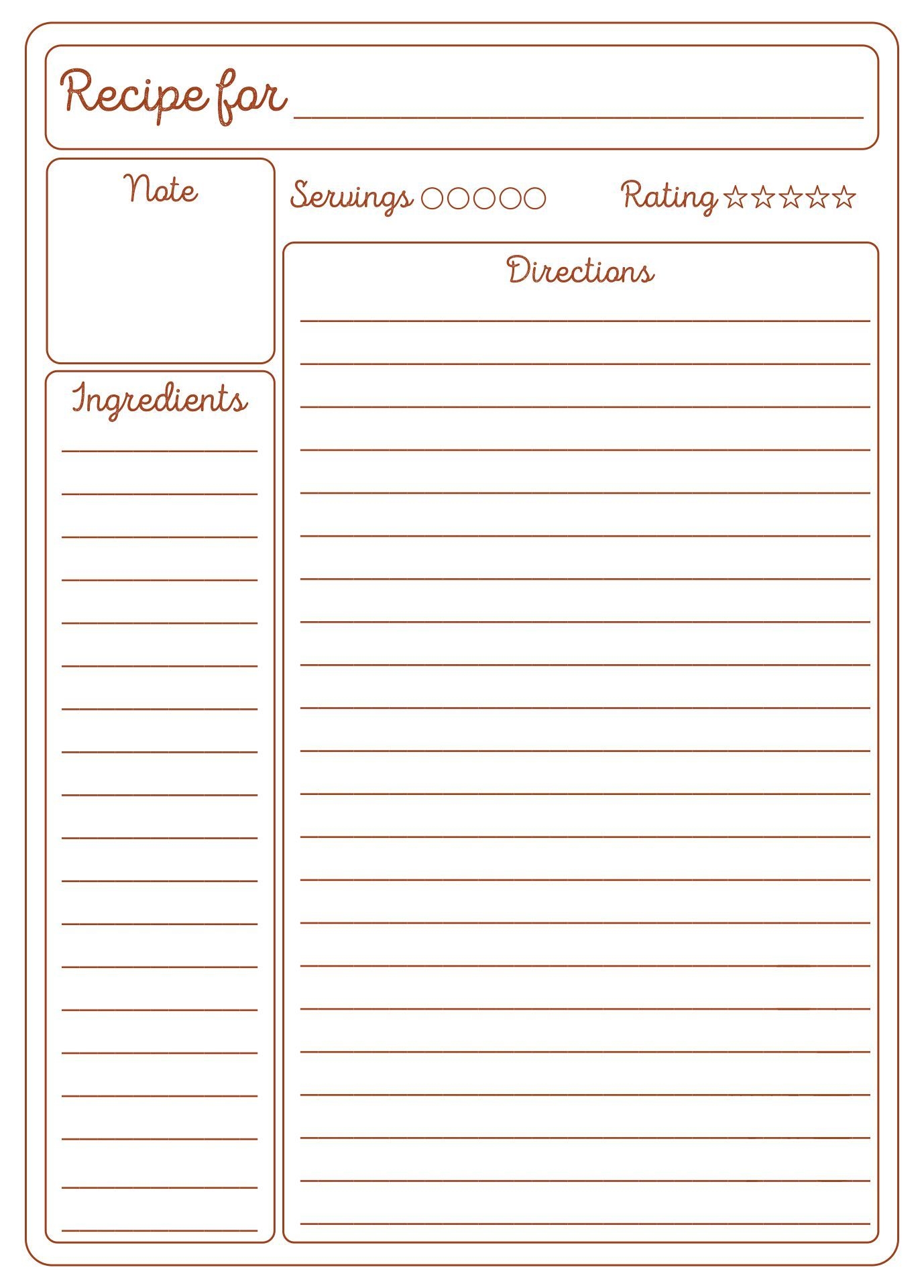Blank Recipe Cards 10 Free PDF Printables Printablee