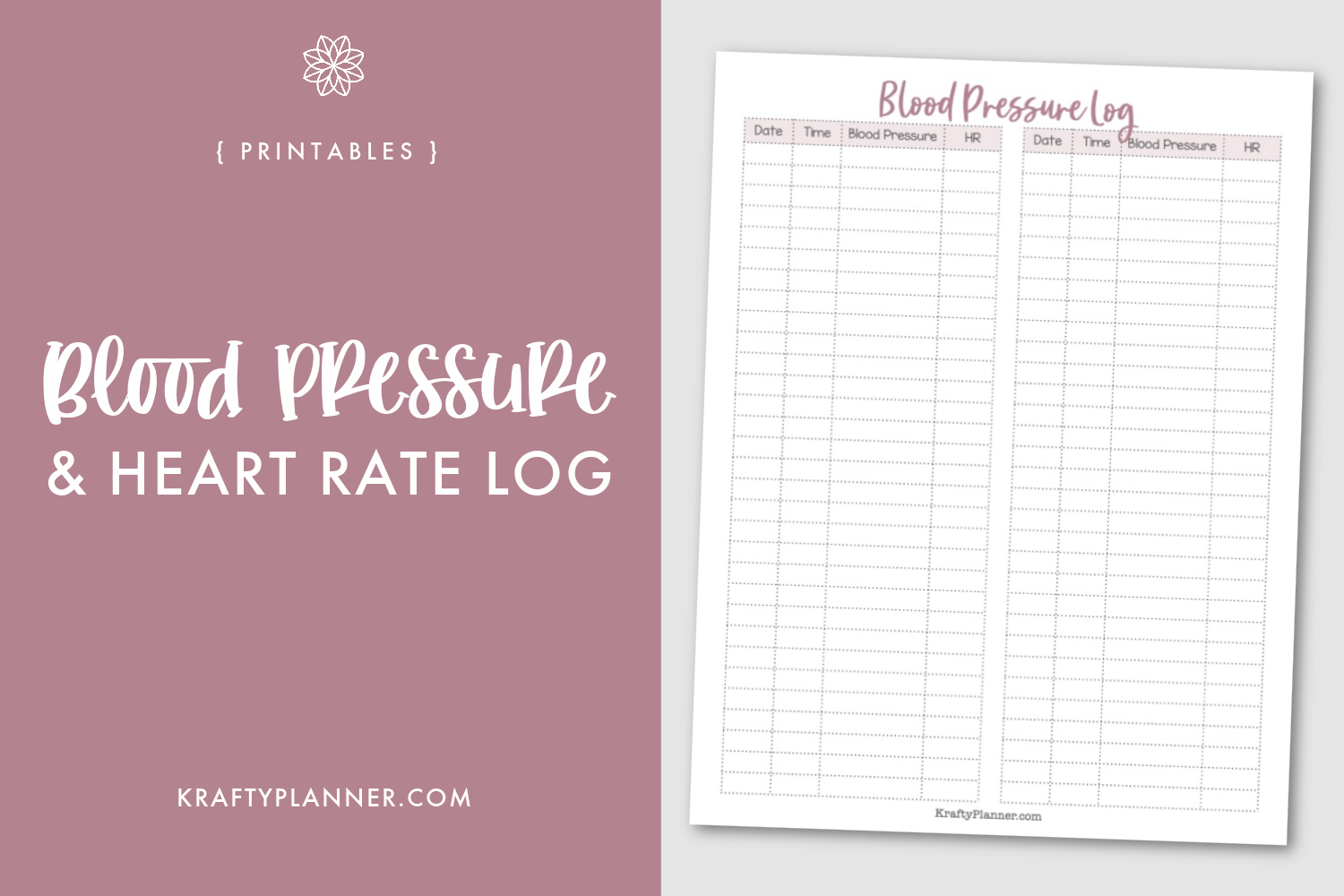Blood Pressure And Heart Rate Tracker Free Printable Krafty 