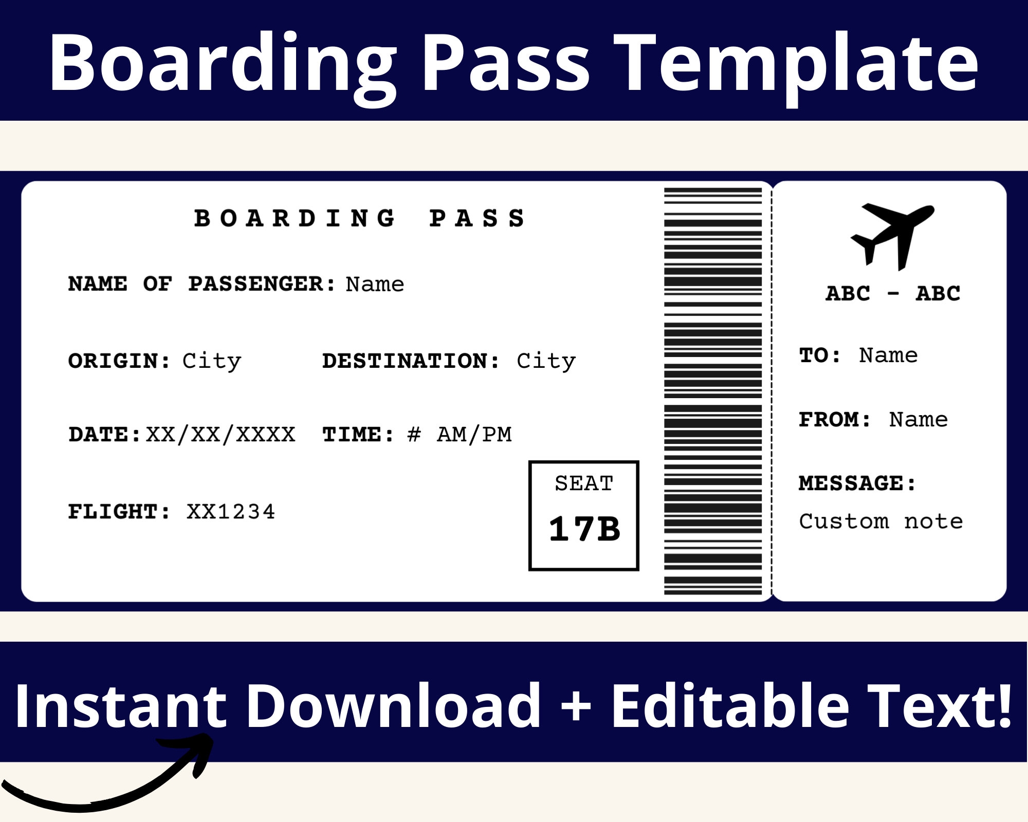 Printable Boarding Pass Template Free