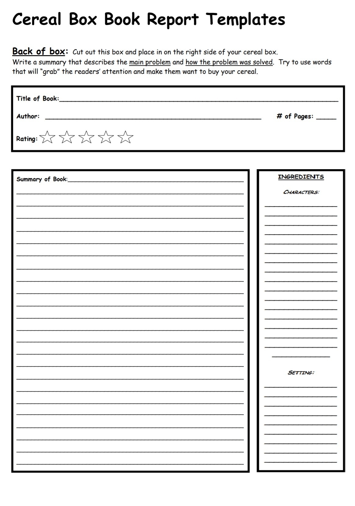 Book Report Template Free Word Templates
