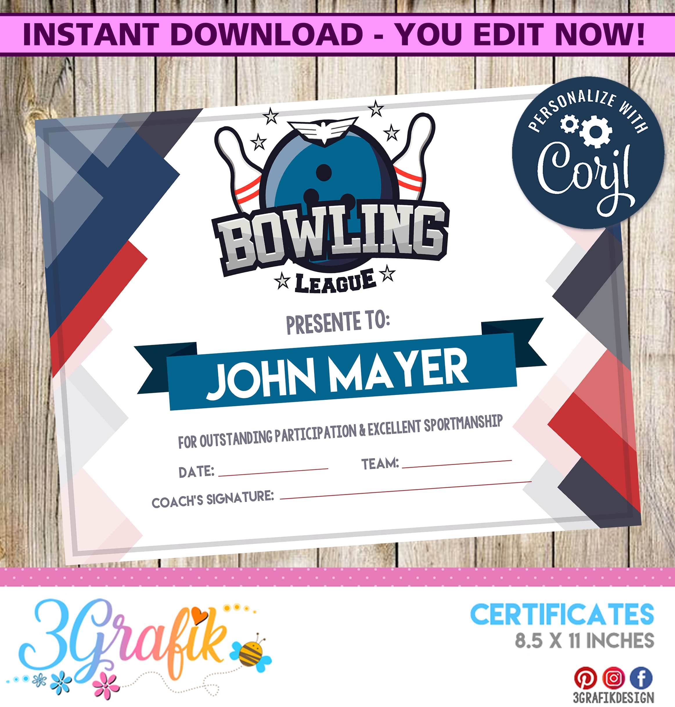 Free Printable Bowling Certificate Templates