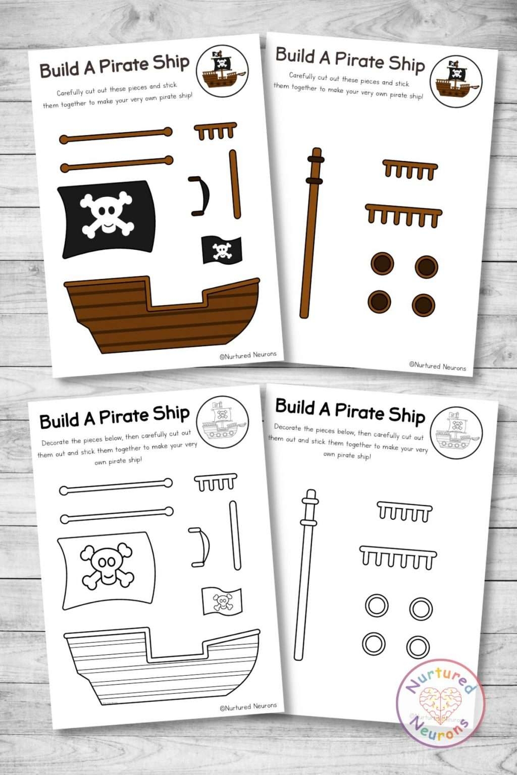 Build A Pirate Ship Craft Printable Paper Templates Nurtured 