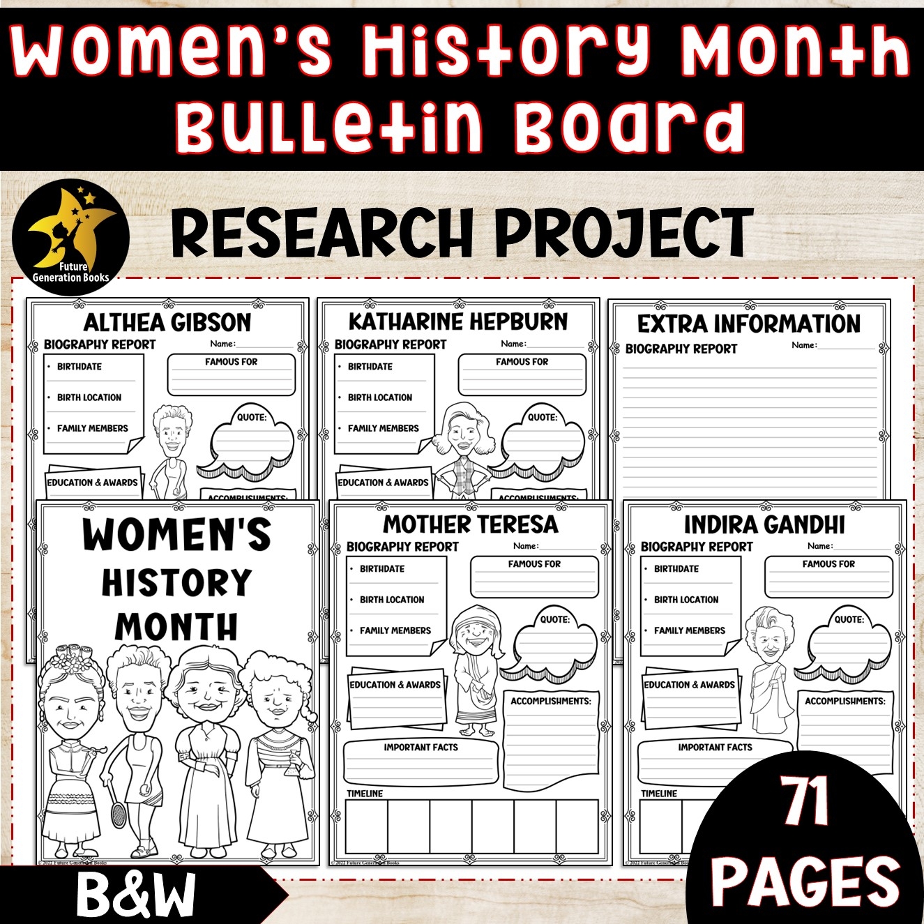 BUNDLE Women s History Month Research Project Bulletin Board Biography Template Made By Teachers