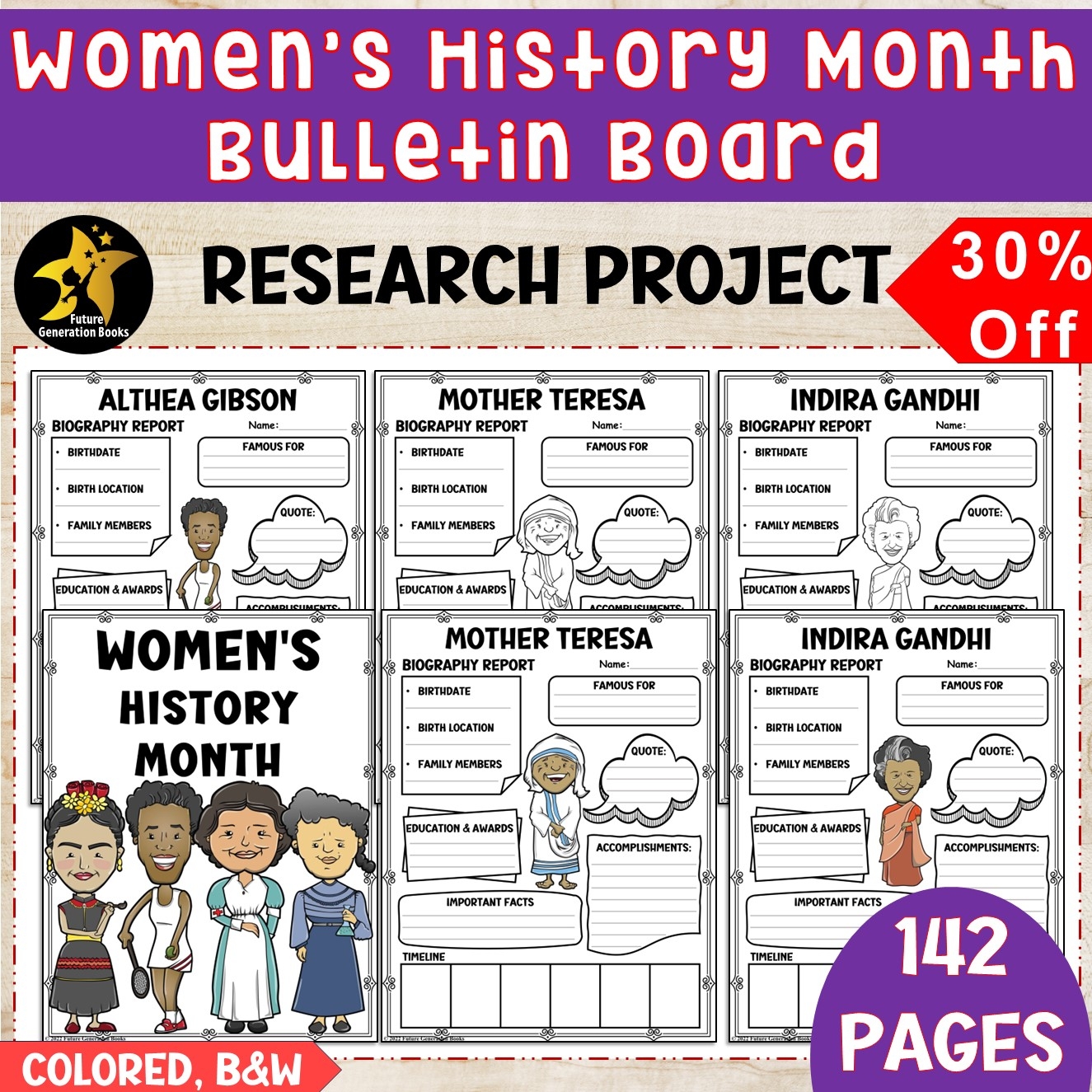 BUNDLE Women s History Month Research Project Bulletin Board Biography Template Made By Teachers