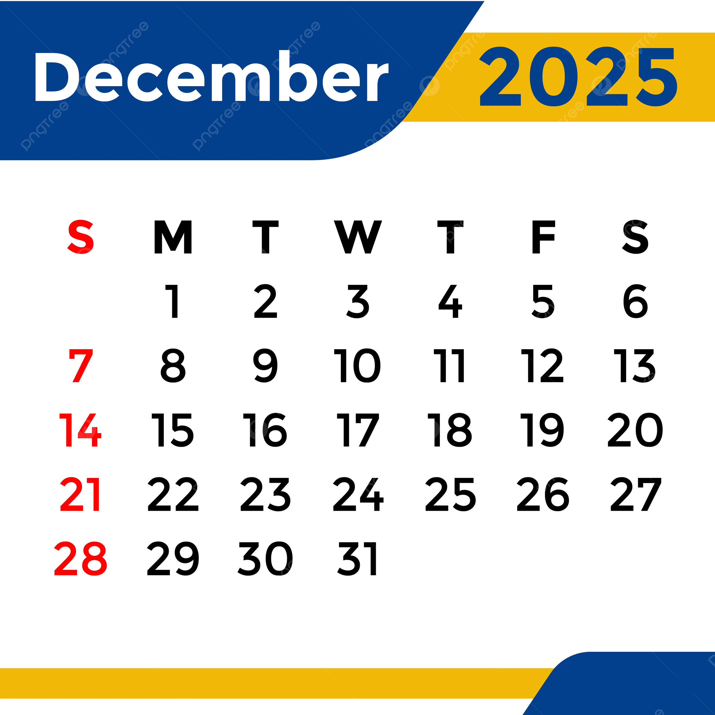 Calendar 2025 12 December