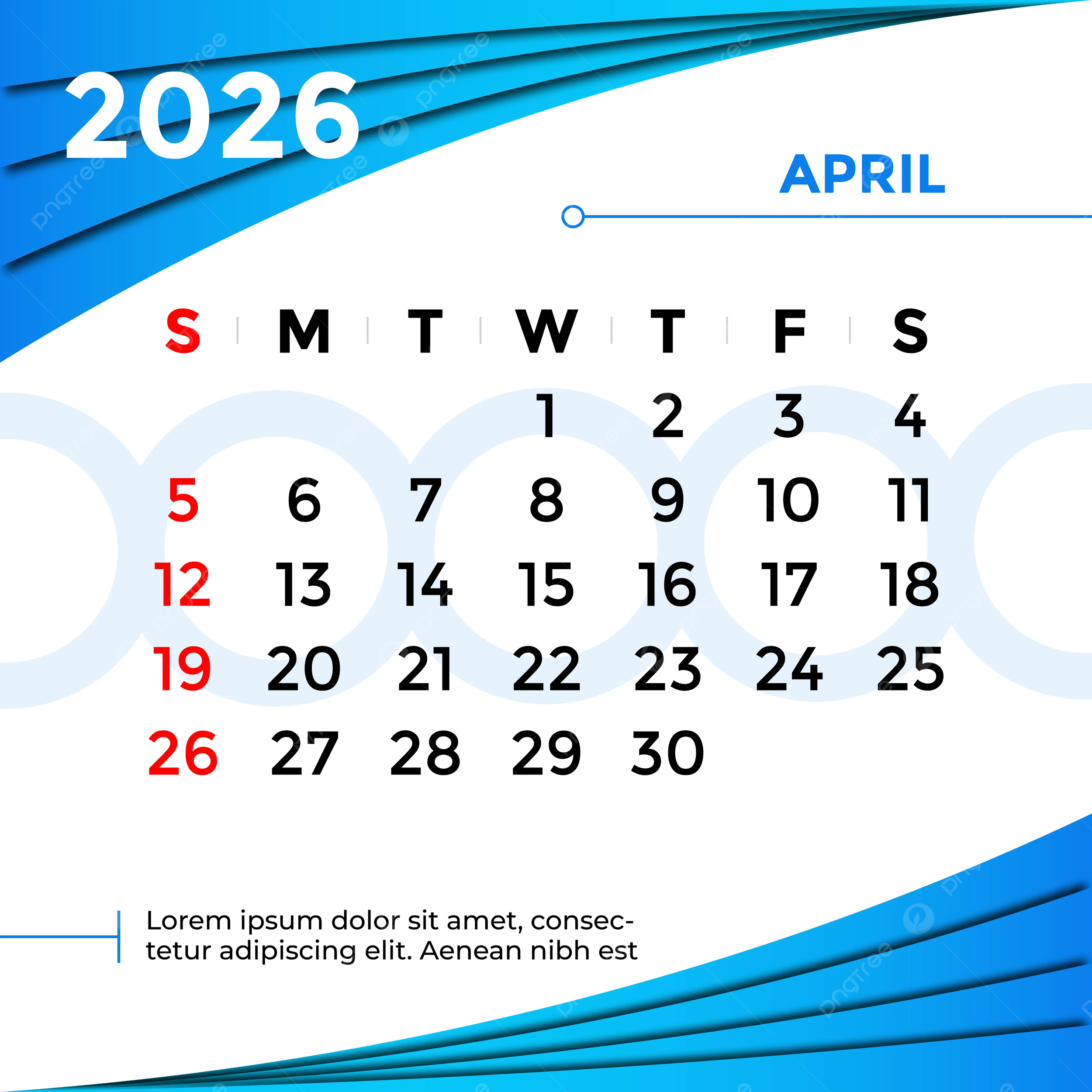 April 2026 Calendar Blue