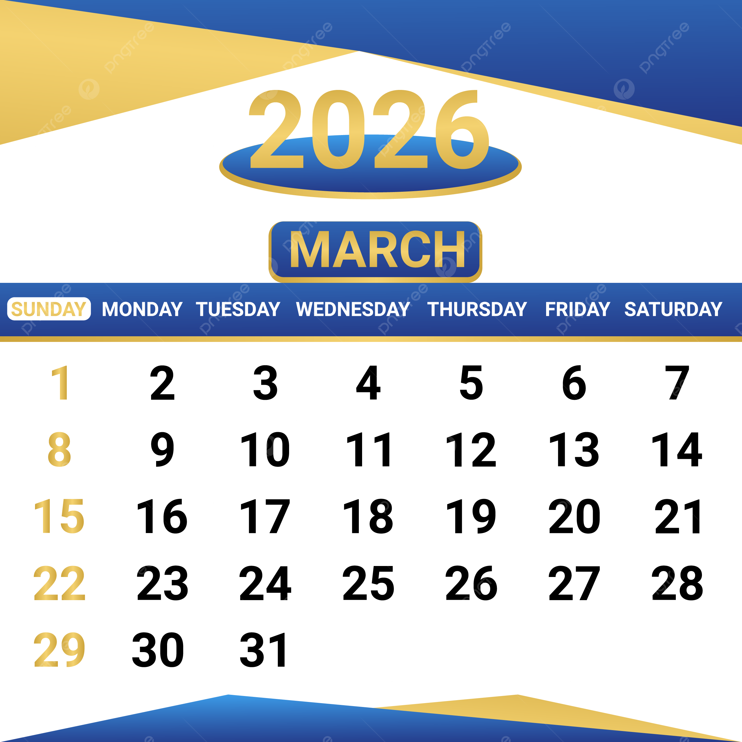 Calendar 2026 March Month Vector March March Month 2026 Calender 