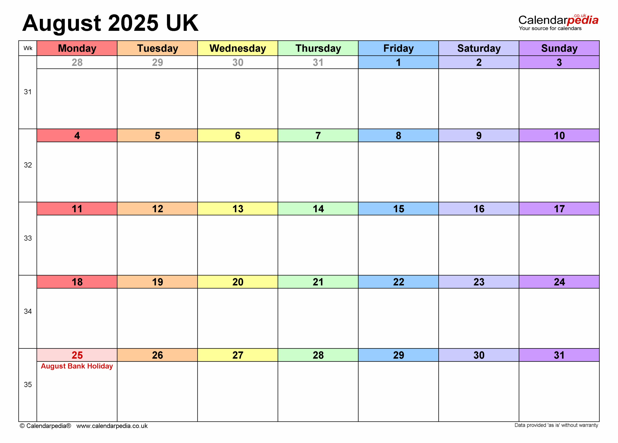 Calendar August 2025 UK With PDF Excel And Word Templates Calendar August 2025 UK With PDF Excel And Word Templates