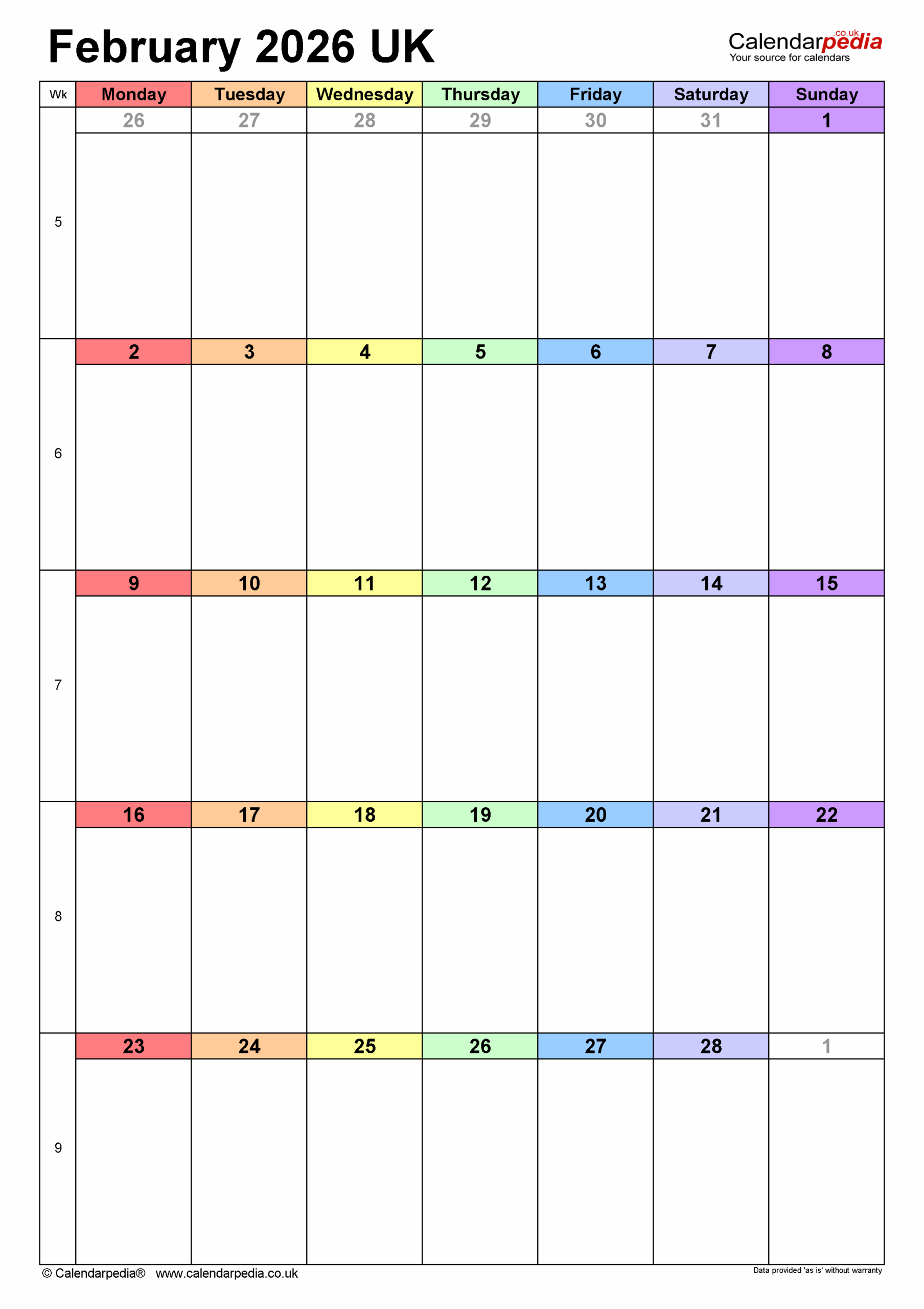 Word February 2026 Calendar Word February 2026 Calendar