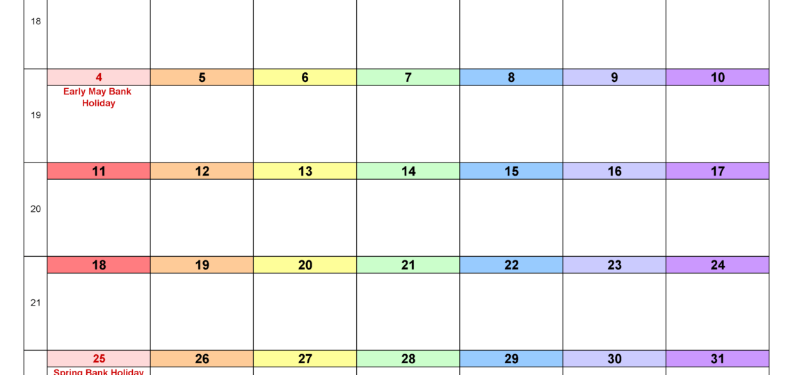Calendar May 2026 UK With PDF Excel And Word Templates