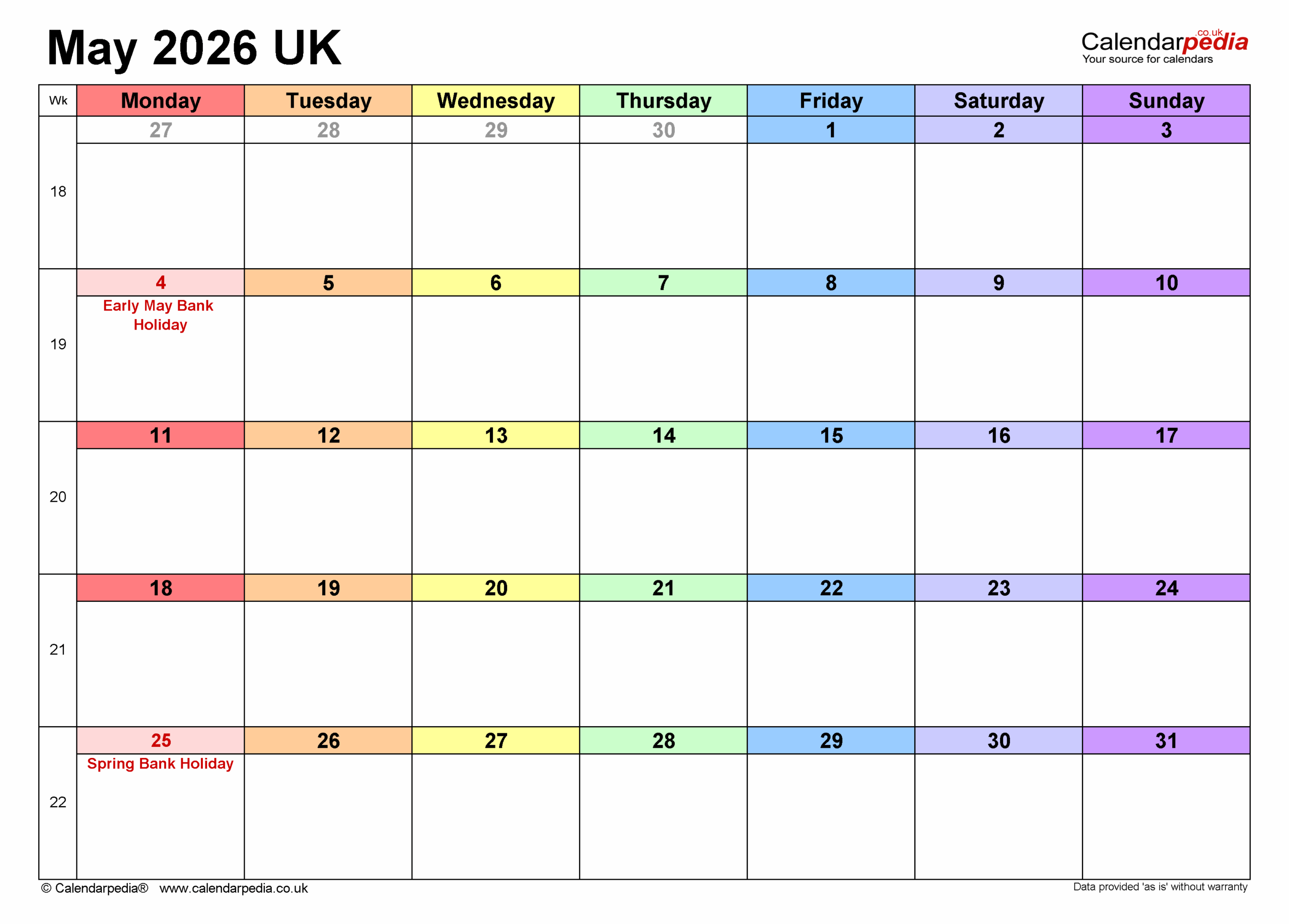 Calendar May 2026 UK With PDF Excel And Word Templates Calendar May 2026 UK With PDF Excel And Word Templates