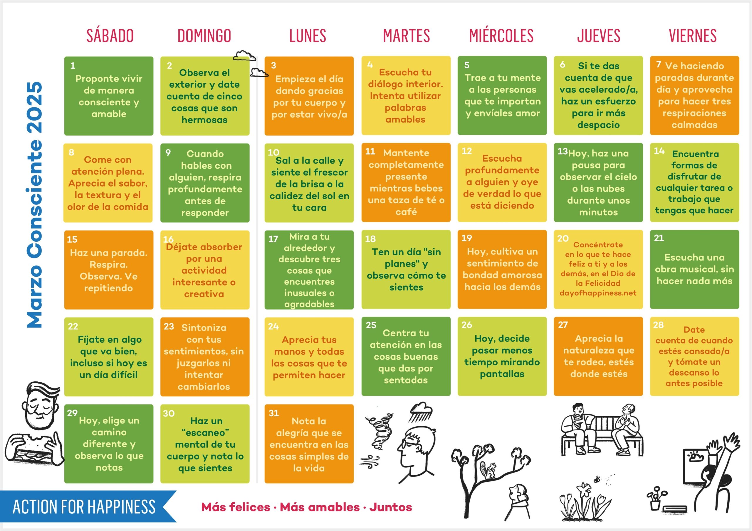 Action For Happiness Calendar July 2025