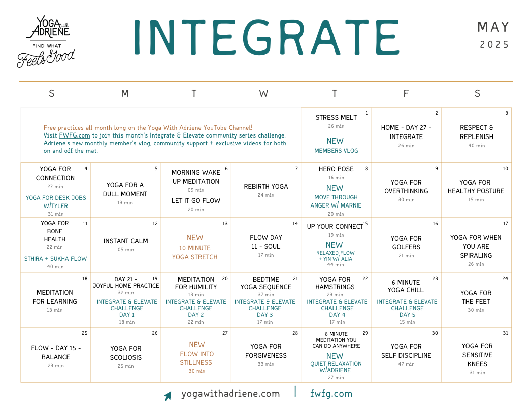 Calendar Yoga With Adriene Calendar Yoga With Adriene