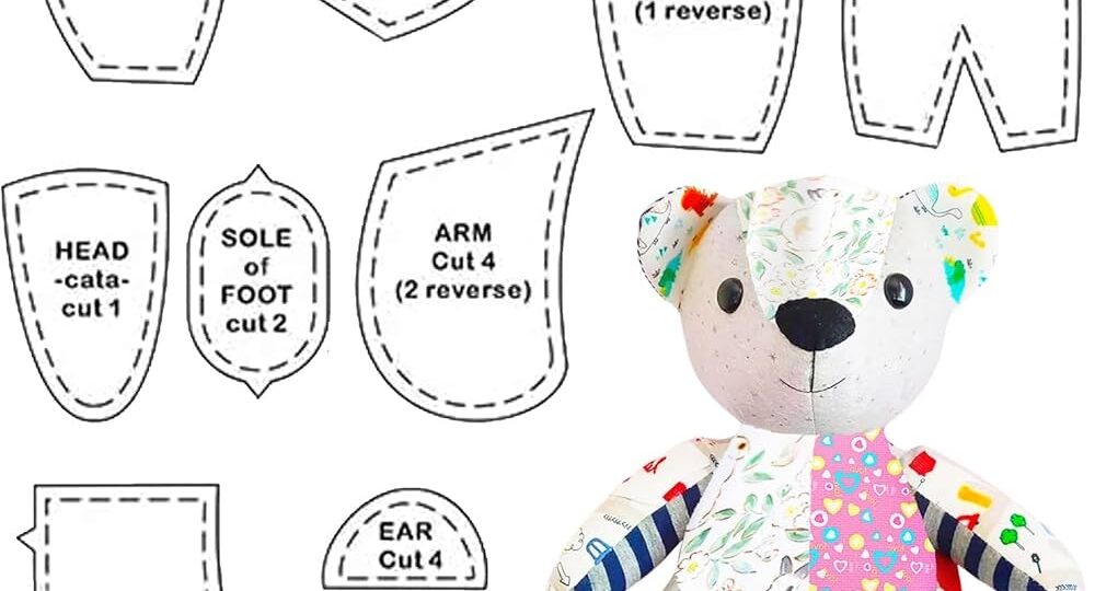 Carreuty Memory Bear Template Ruler 10 PCS 12 Inch Acrylic Memory Bear Template Pattern Kit With Instructions 2024 Newly Memory Bear Sewing Set DIY Sewing Quilting Memory Bear Patterns Christmas Gifts