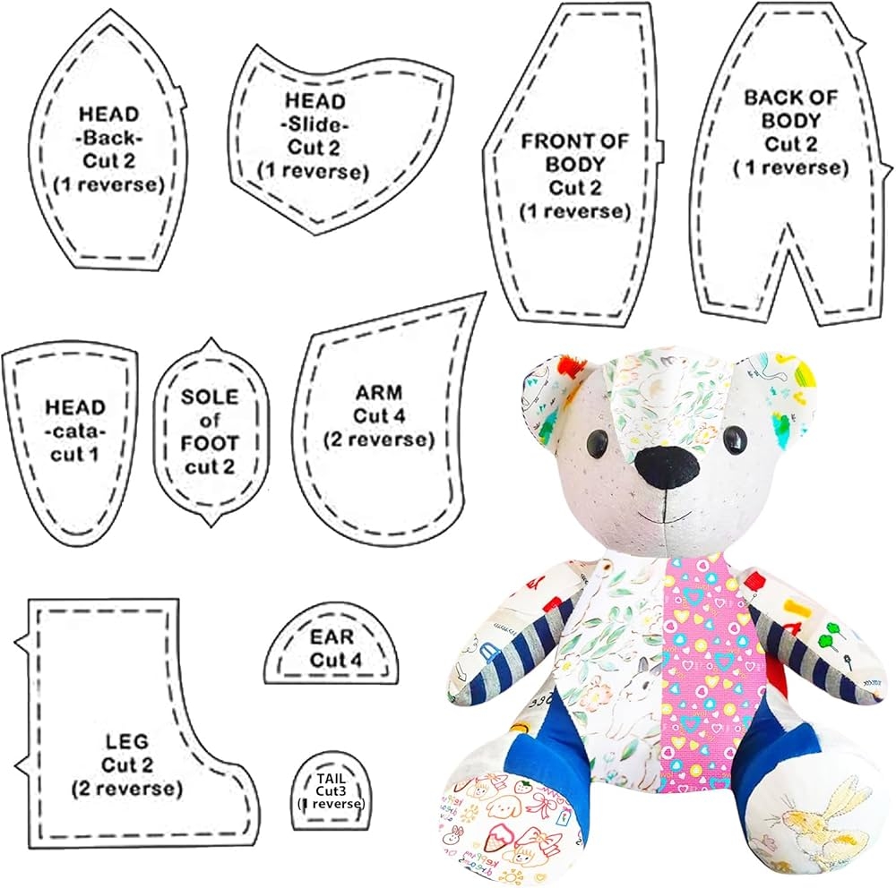 Carreuty Memory Bear Template Ruler 10 PCS 12 Inch Acrylic Memory Bear Template Pattern Kit With Instructions 2024 Newly Memory Bear Sewing Set DIY Sewing Quilting Memory Bear Patterns Christmas Gifts  Carreuty Memory Bear Template Ruler 10 PCS 12 Inch Acrylic Memory Bear Template Pattern Kit With Instructions 2024 Newly Memory Bear Sewing Set DIY Sewing Quilting Memory Bear Patterns Christmas Gifts