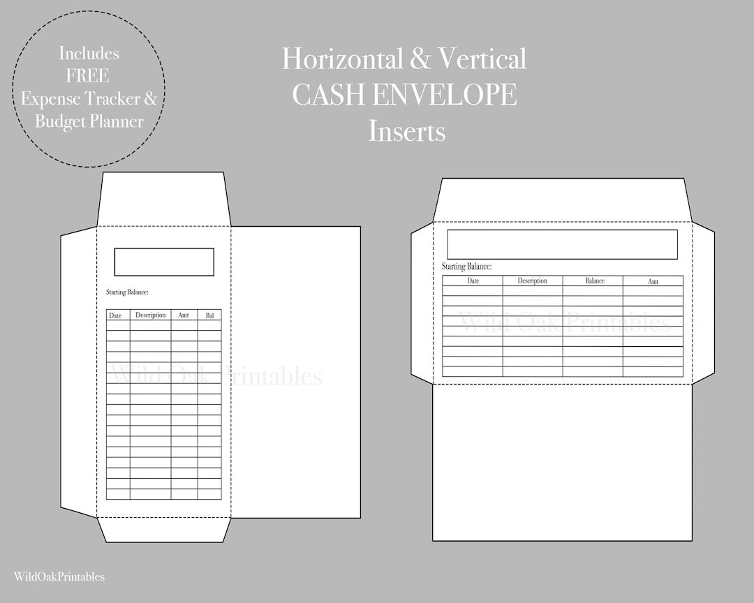 Cash Money Envelope Printable Cash Envelope Wallet System INSTANT DOWNLOAD Includes Free Monthly Budget Plan U0026 Expense Tracker Etsy