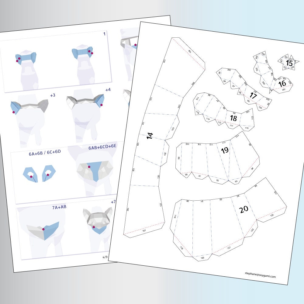 Cat Papercraft 3D PDF Template Papercraft Animals Low Poly DIY 
