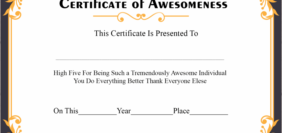Certificate of Awesomeness 1 Certificate Of