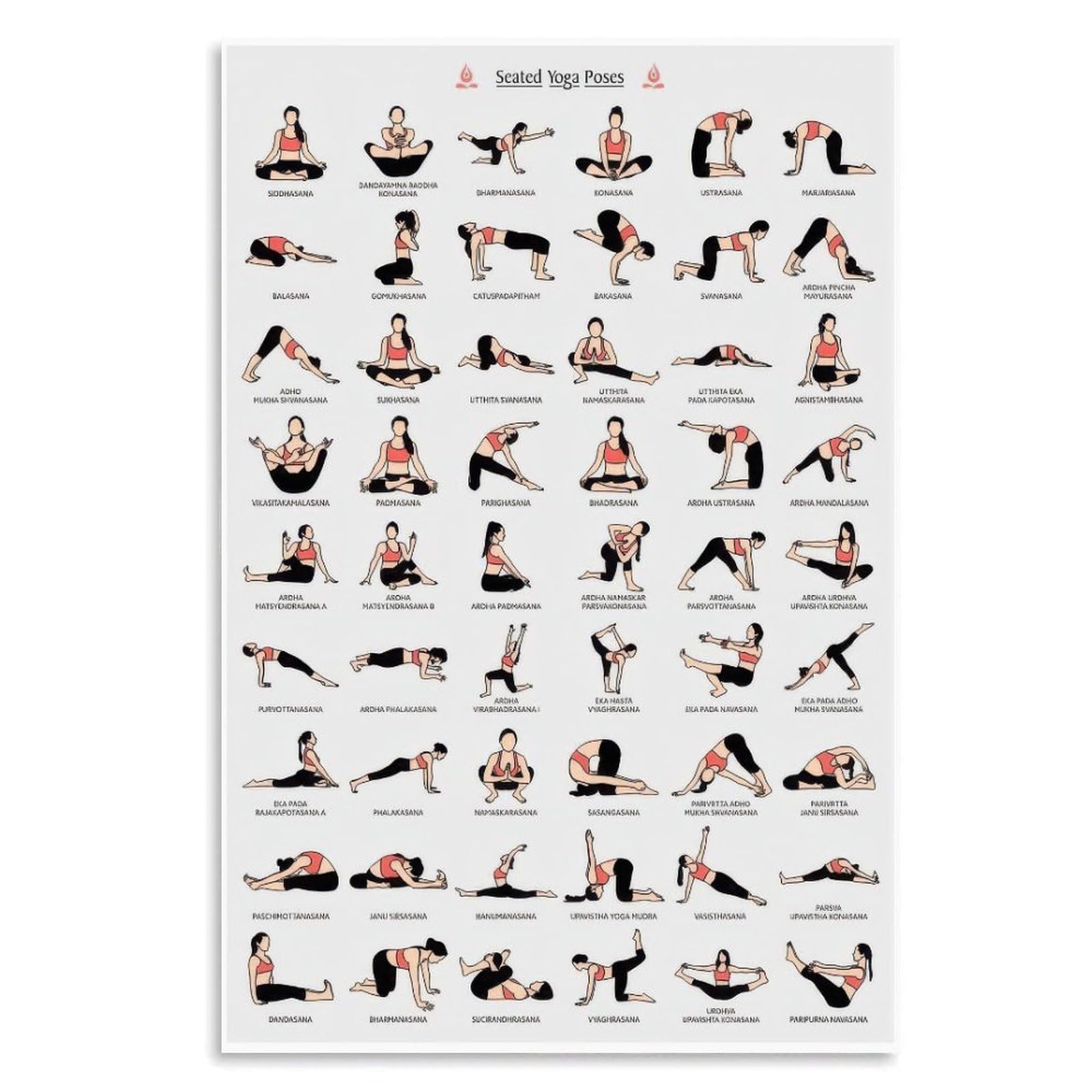 Chair Yoga Pose Poster Yoga Chart Yoga Chair Exercise Chart Canvas Prints For Yoga Room Unframe style 12x18inch 30x45cm Amazon ca Sports U0026 Outdoors