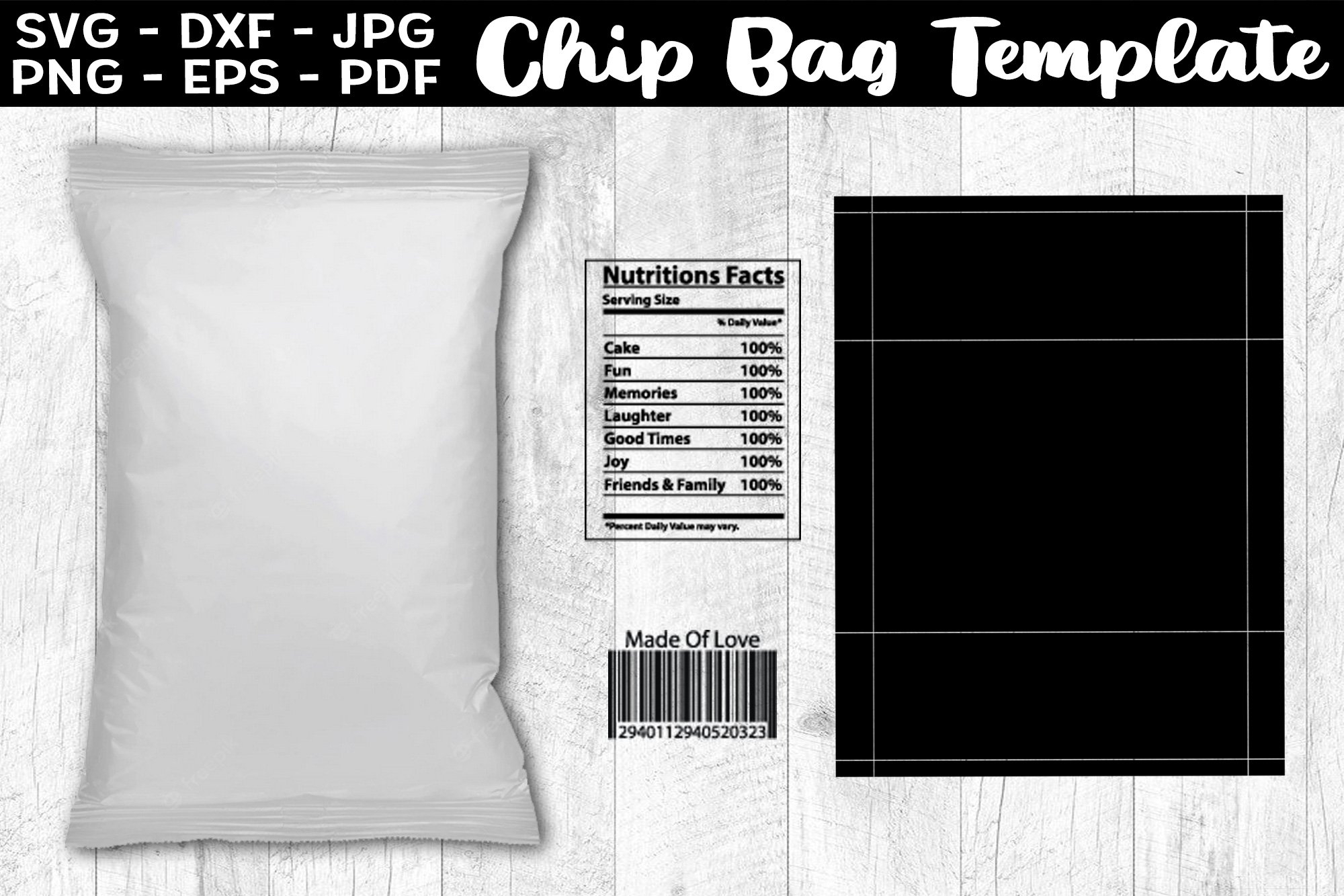 Chip Bag Template SVG Potato Chip Bag Template PNG SVG