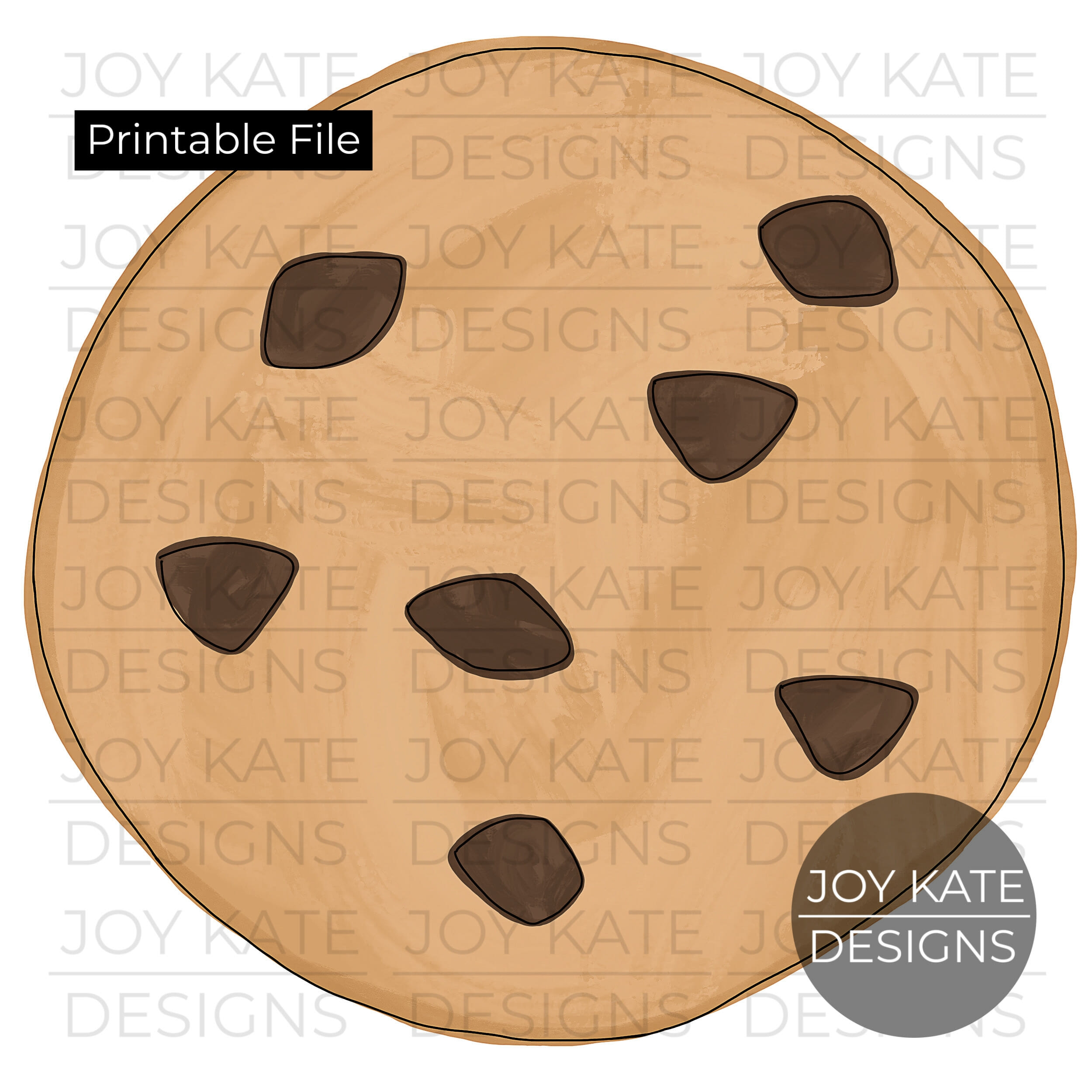 Chocolate Chip Cookie Watercolor Printable PNG