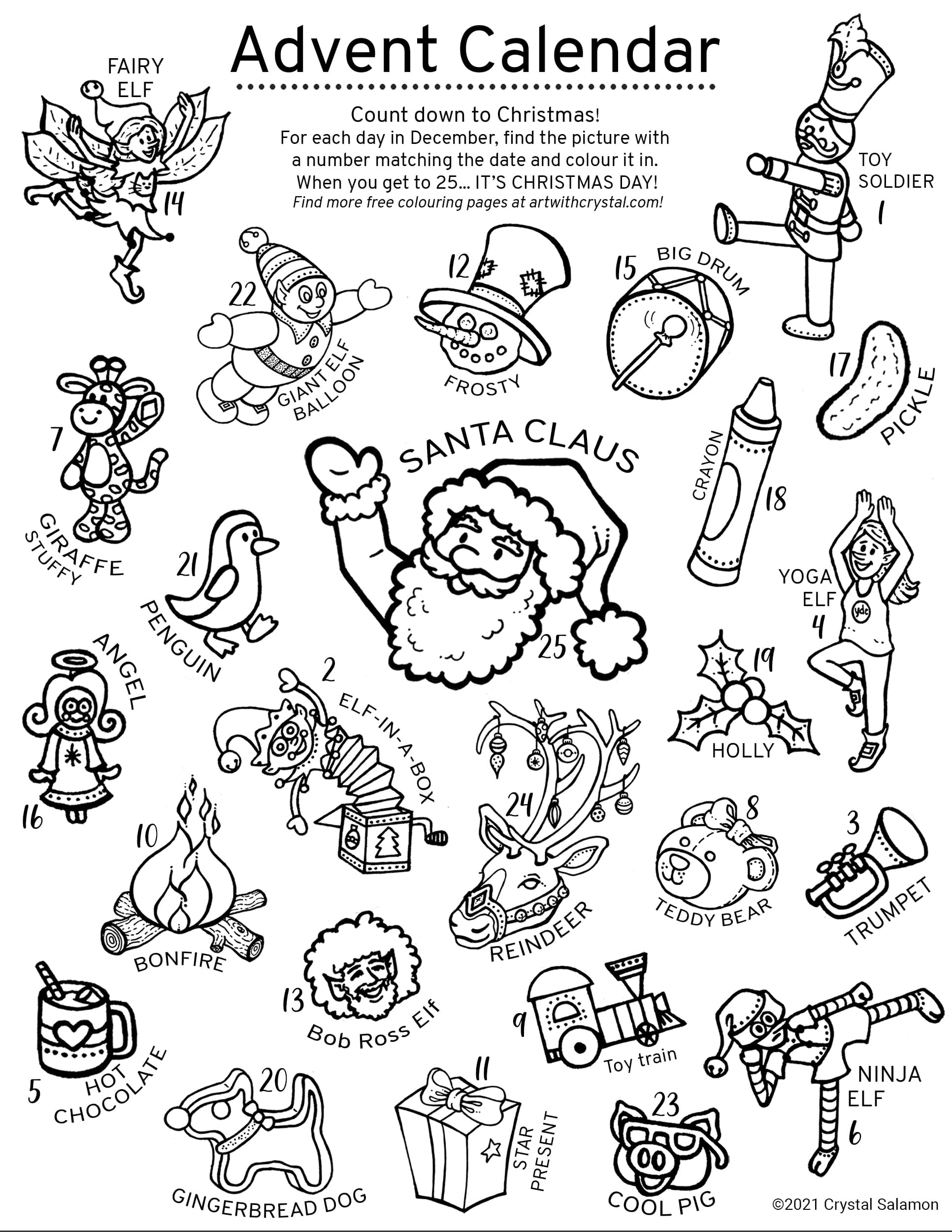 Christmas Advent Calendar FREE Printable Art With Crystal Christmas Advent Calendar FREE Printable Art With Crystal