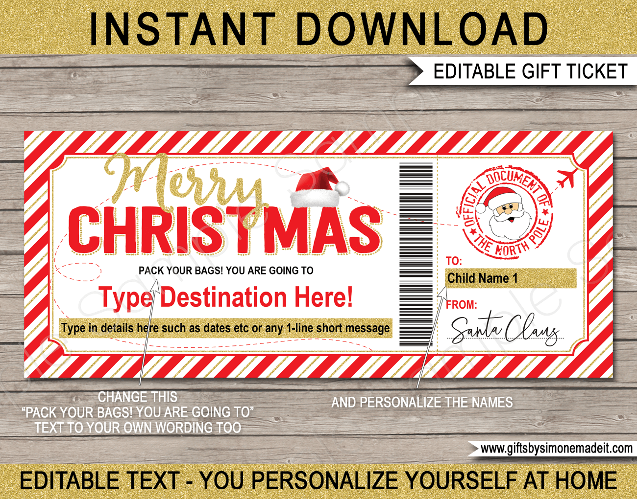 Free Printable Airline Ticket Template Christmas Free Printable Airline Ticket Template Christmas