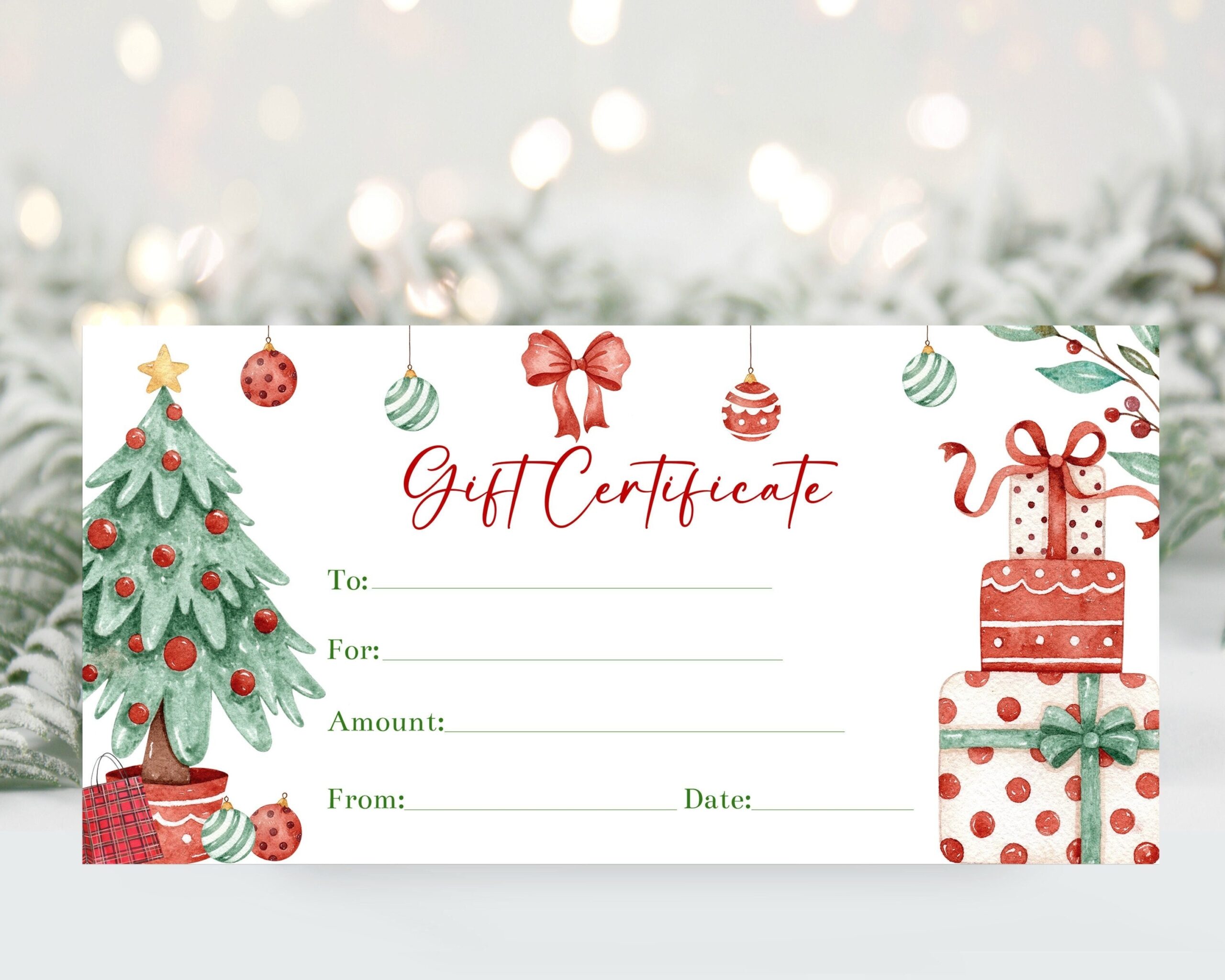 Christmas Gift Certificate Voucher Template Editable Christmas Christmas Gift Certificate Voucher Template Editable Christmas