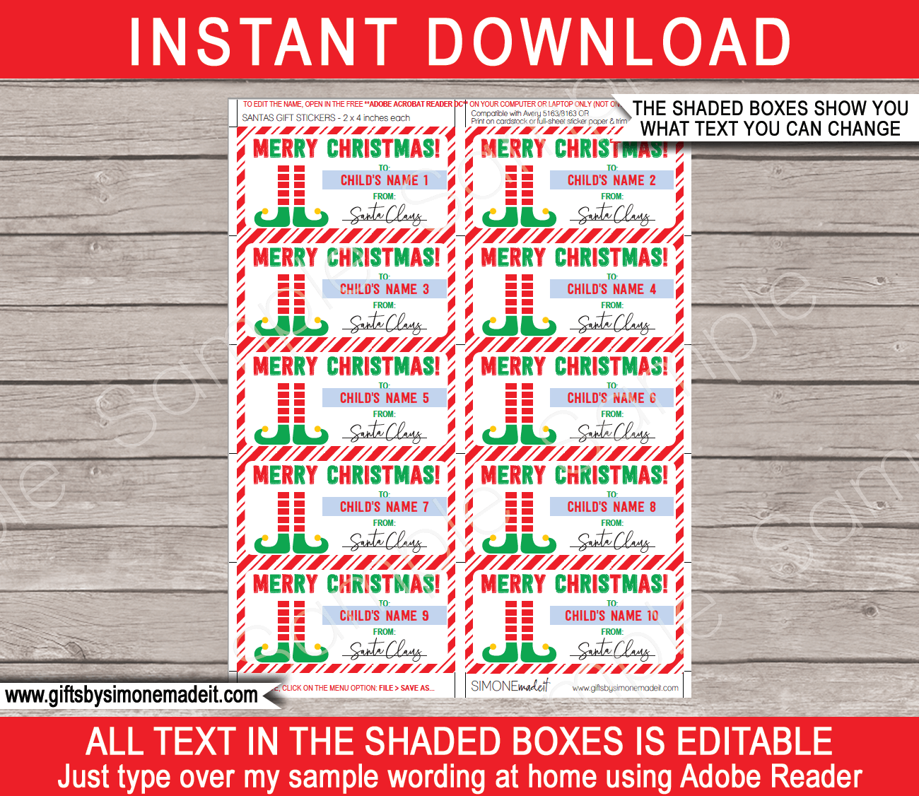 Christmas Gift Labels Template Elf Red U0026 Green