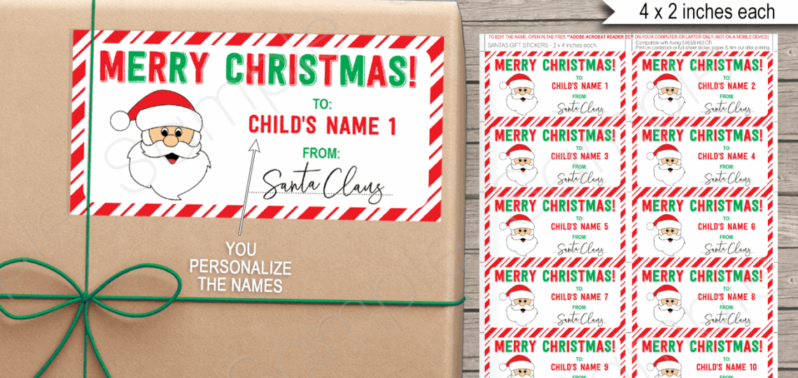 Christmas Gift Labels Template Printable Gift Tags From Santa Claus