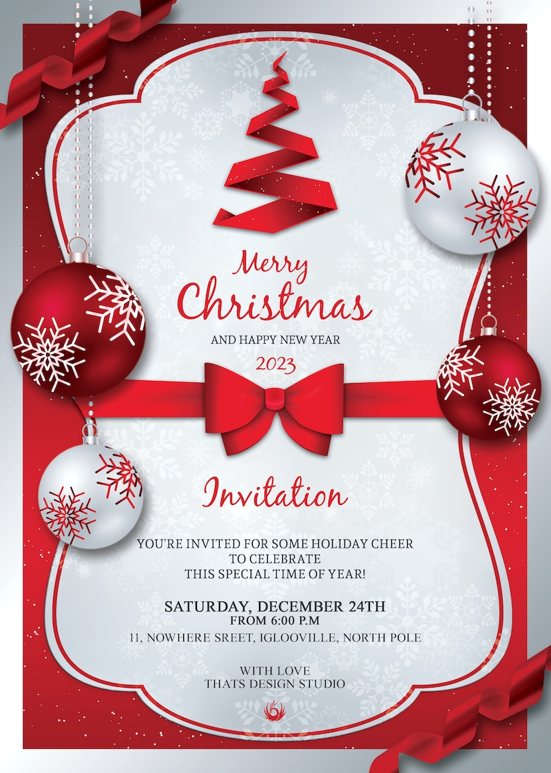 Christmas Invitation Template Psd Customizable V4