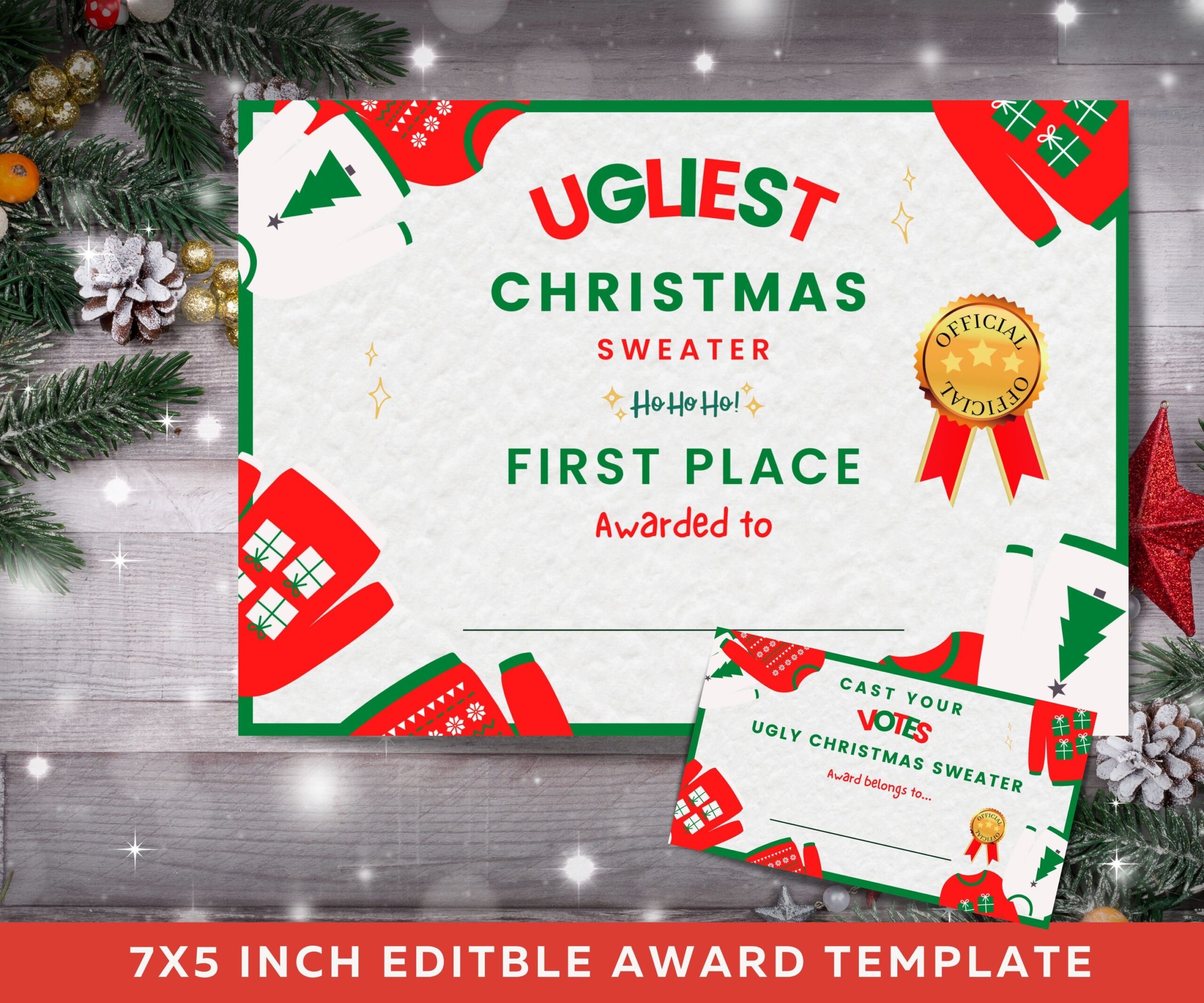 Christmas Party Competition Ugly Sweater Contest Ugly Christmas Sweater Award And Voting Cards Printable Cards Editable Template UG01 Etsy Christmas Party Competition Ugly Sweater Contest Ugly Christmas Sweater Award And Voting Cards Printable Cards Editable Template UG01 Etsy
