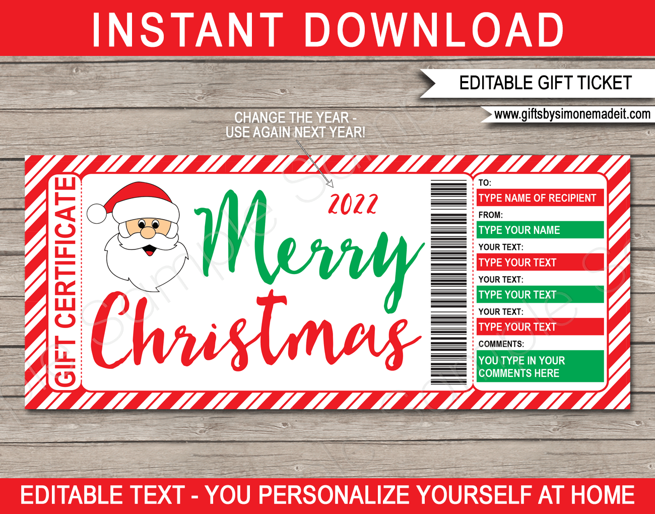Printable Gift Certificates Templates Free Christmas