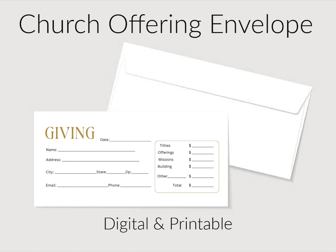 Church Offering Envelope Digital Envelope Design Printable Etsy