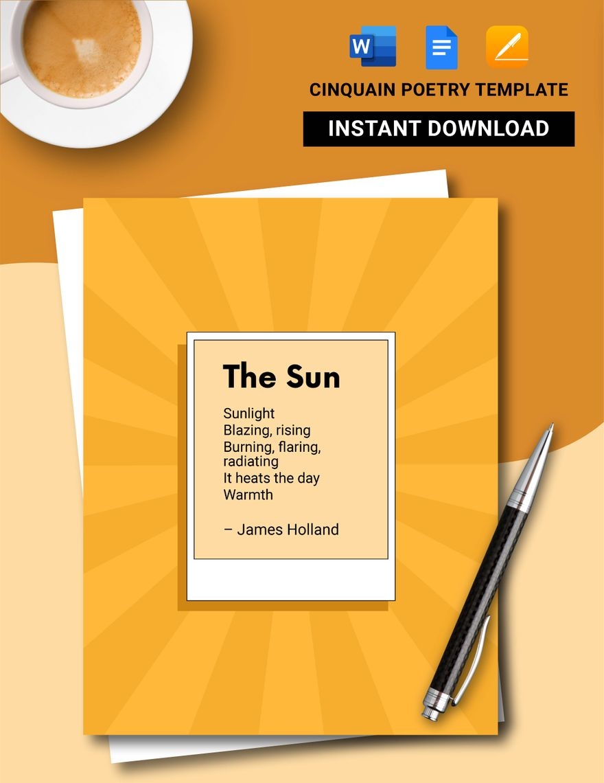 Cinquain Poetry Template In Word Pages Google Docs Download Template 