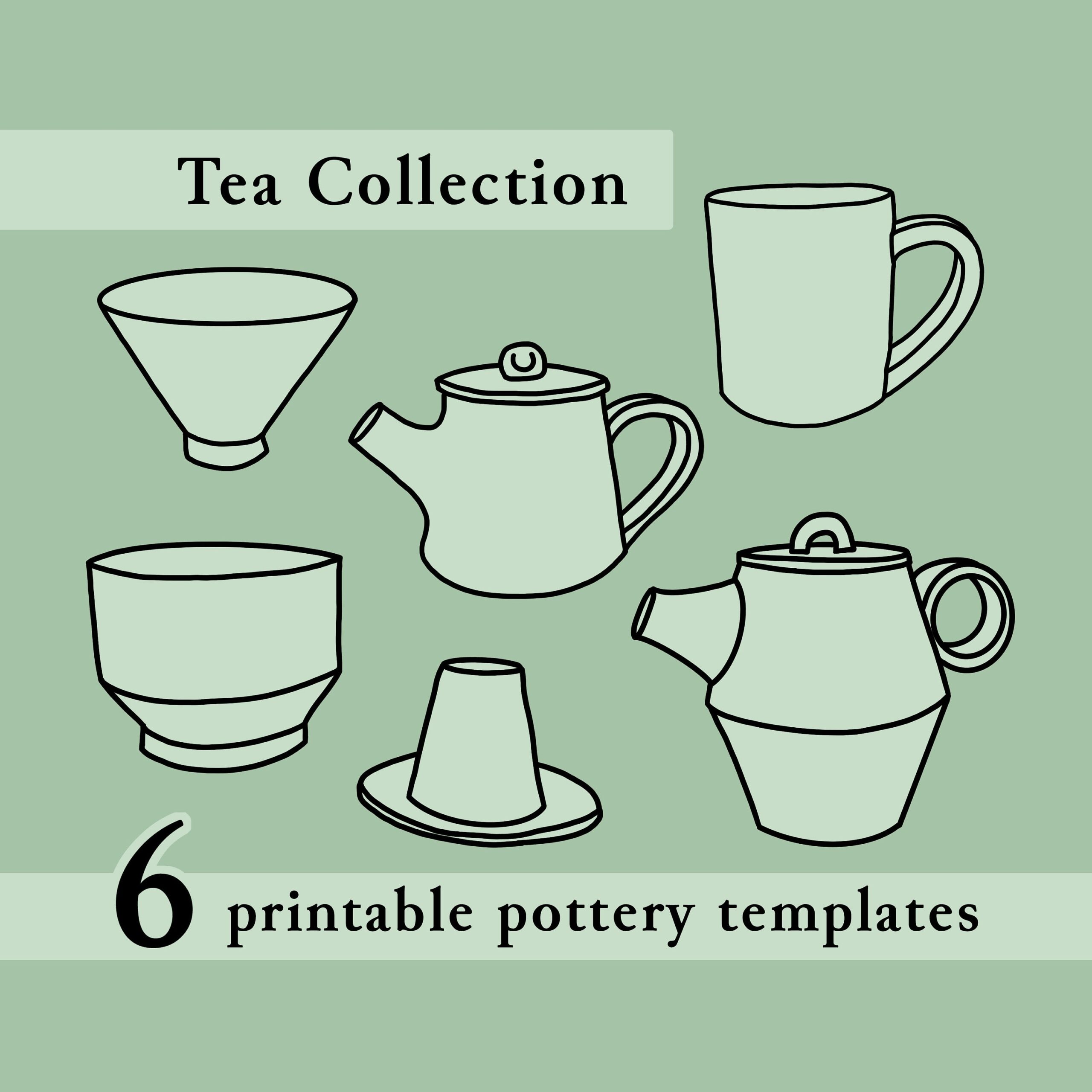 Collection Of 6 Printable Pottery Templates The Tea Collection Etsy