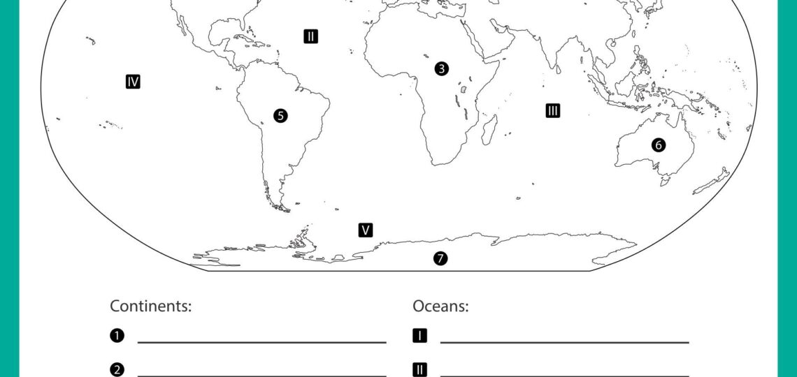 Continents And Oceans Map 10 Free PDF Printables Printablee