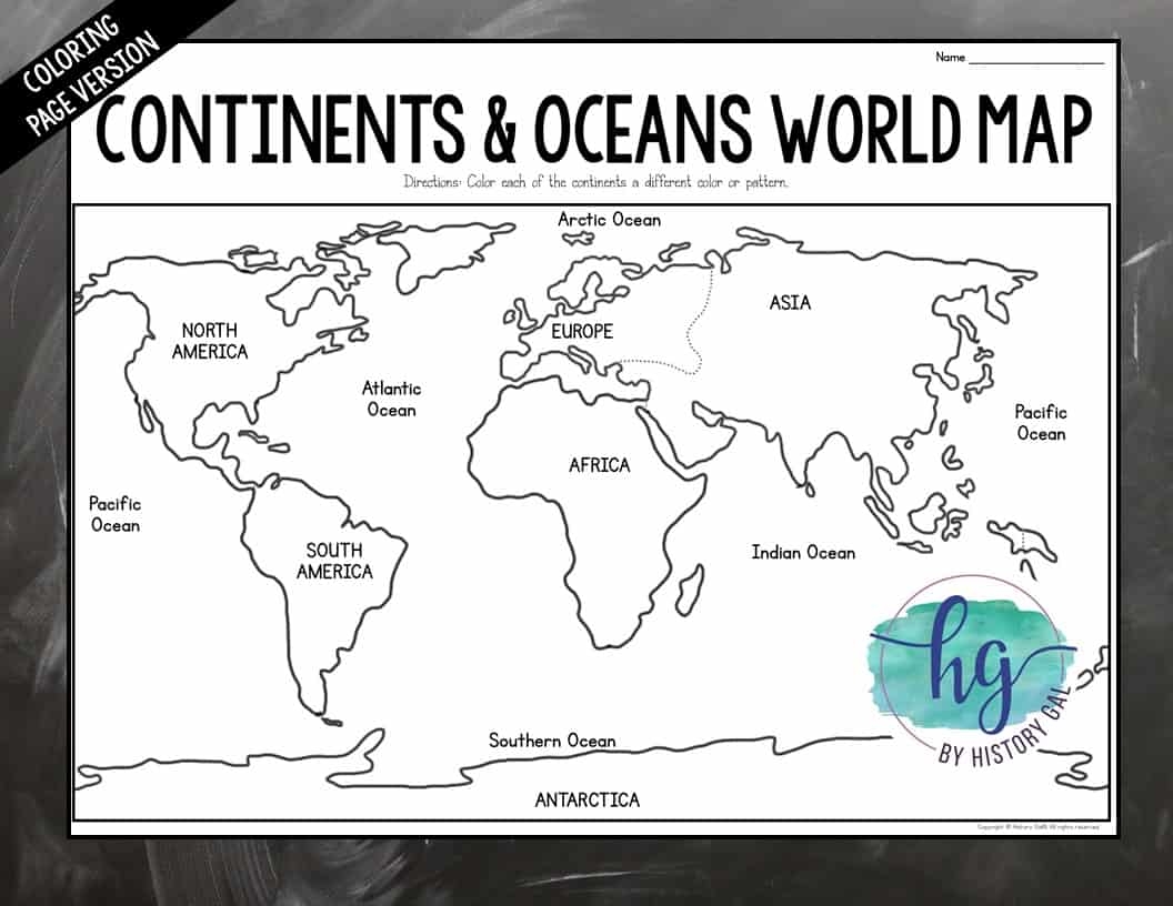 Continents And Oceans Map Activity Print And Digital By History Gal Continents And Oceans Map Activity Print And Digital By History Gal