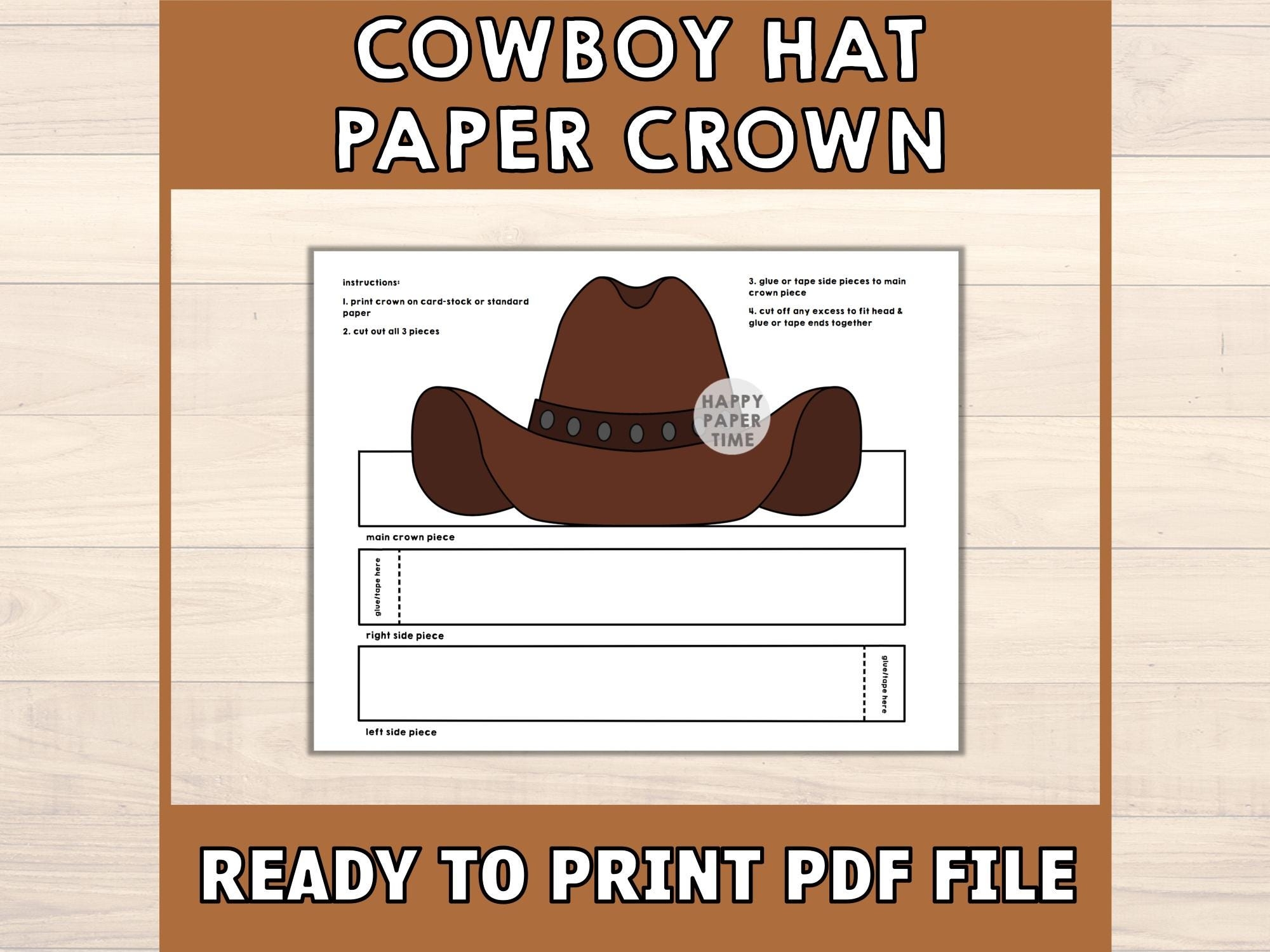 Cowboy Hat Paper Crown Party Printable Kids Craft Wild West Costume Texas Birthday Printable Favor Costume DIY Print Cut Instant Download Etsy Canada