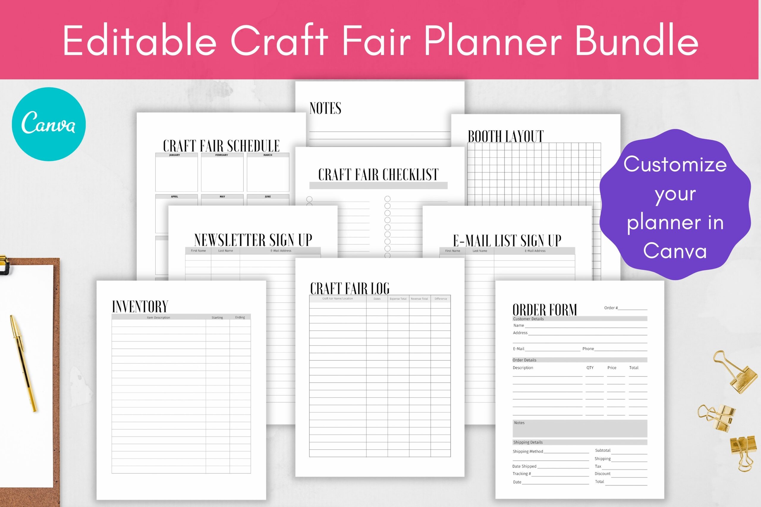 Craft Fair Planner Craft Show Checklists Canva Template Craft Fair Planner Craft Show Checklists Canva Template