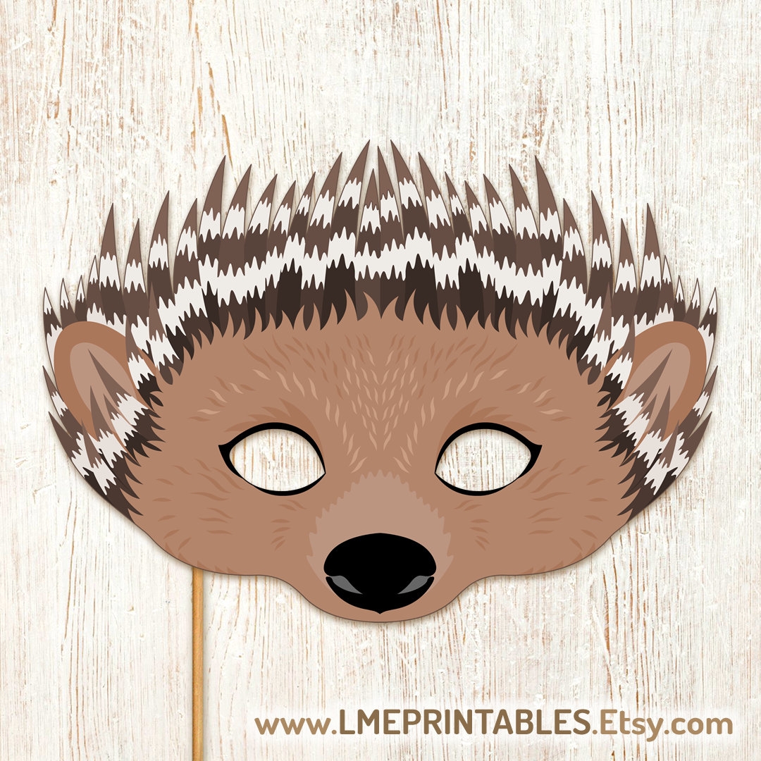 Crested Porcupine Mask Printable Carnival Costume Hedgehog Ash Paper Animal Sewer Hamster Party Sing Punk Rodent Otter Kid Adult Halloween Etsy