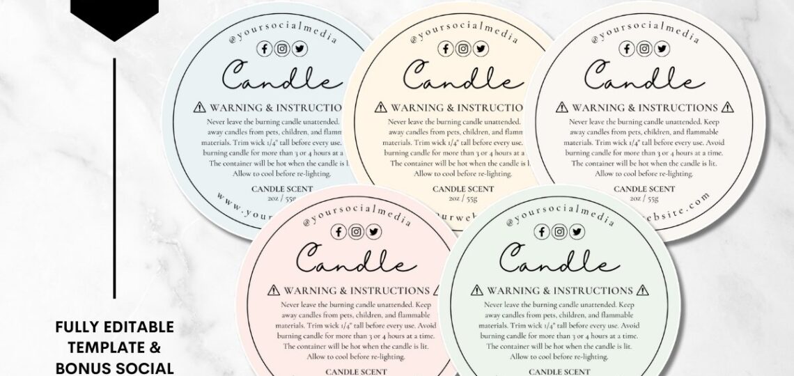 Custom Candle Warning Label Canva Template 5 3242604
