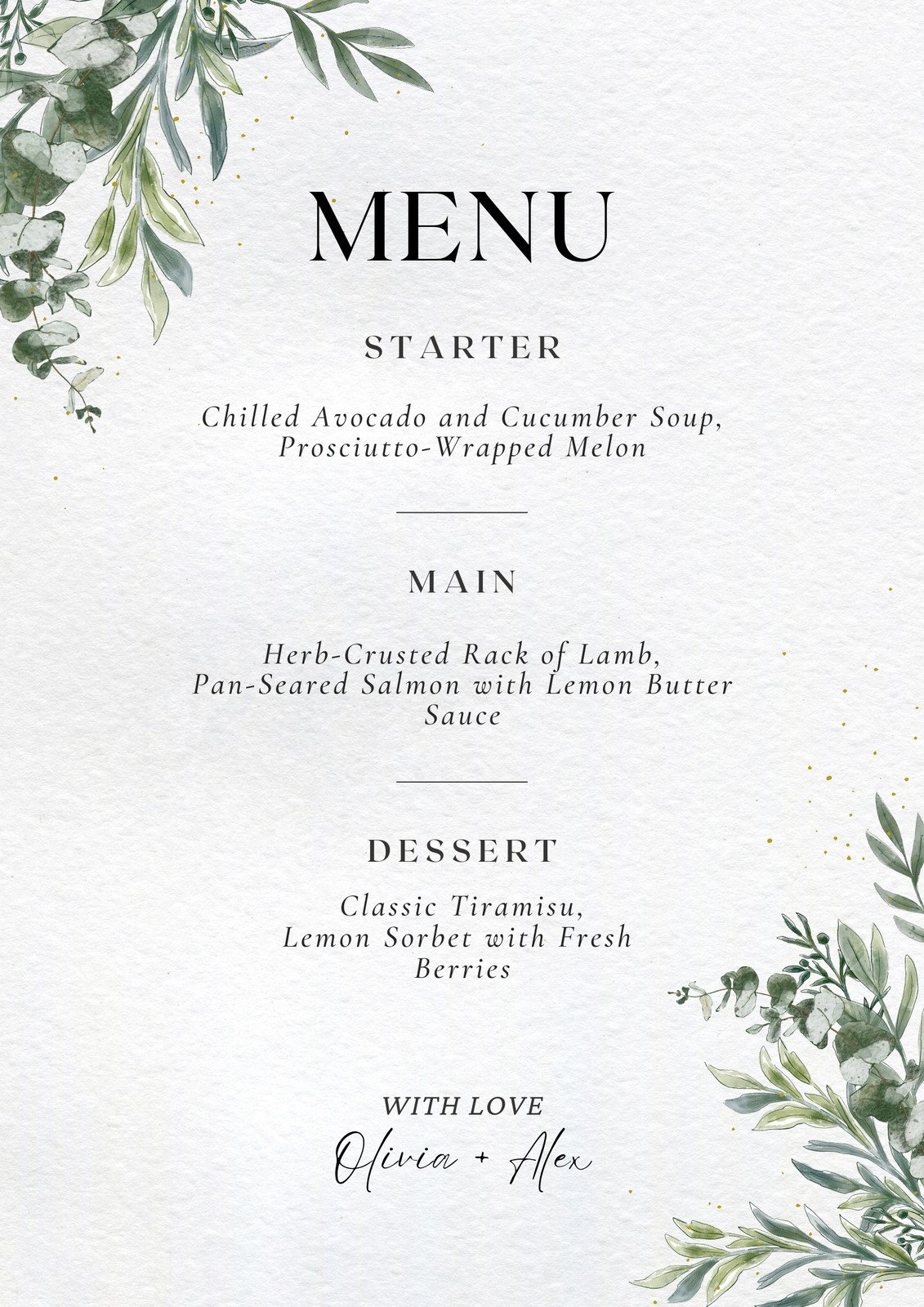 Free Printable Table Menu Template Free Printable Table Menu Template
