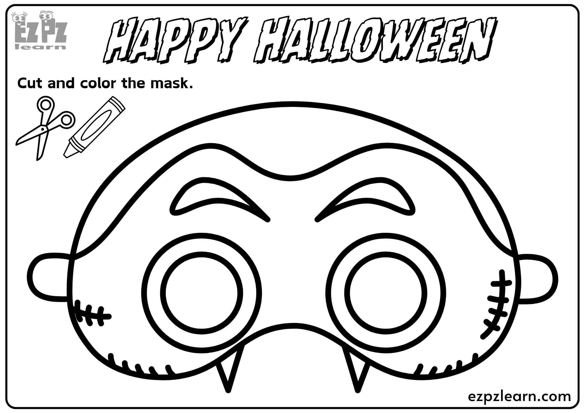 Cut And Color Vampire Halloween Mask Craft Fun Halloween Activity For Kids Ezpzlearn