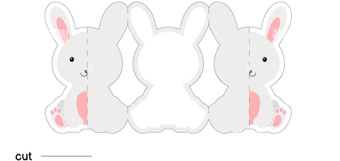 Cute Rabbit Fold a long Greeting Card Template Great For Birthdays Baby Showers Themed Parties Printable Color Scheme Print Cut Out Fold Glue Stock Vector Image U0026 Art Alamy