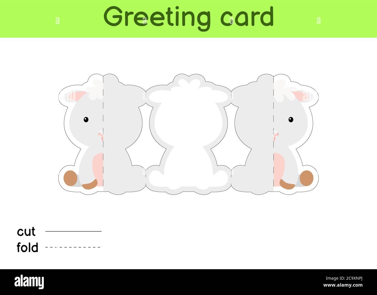 Cute Sheep Fold a long Greeting Card Template Great For Birthdays Baby Showers Themed Parties Printable Color Scheme Print Cut Out Fold Glue Stock Vector Image U0026 Art Alamy