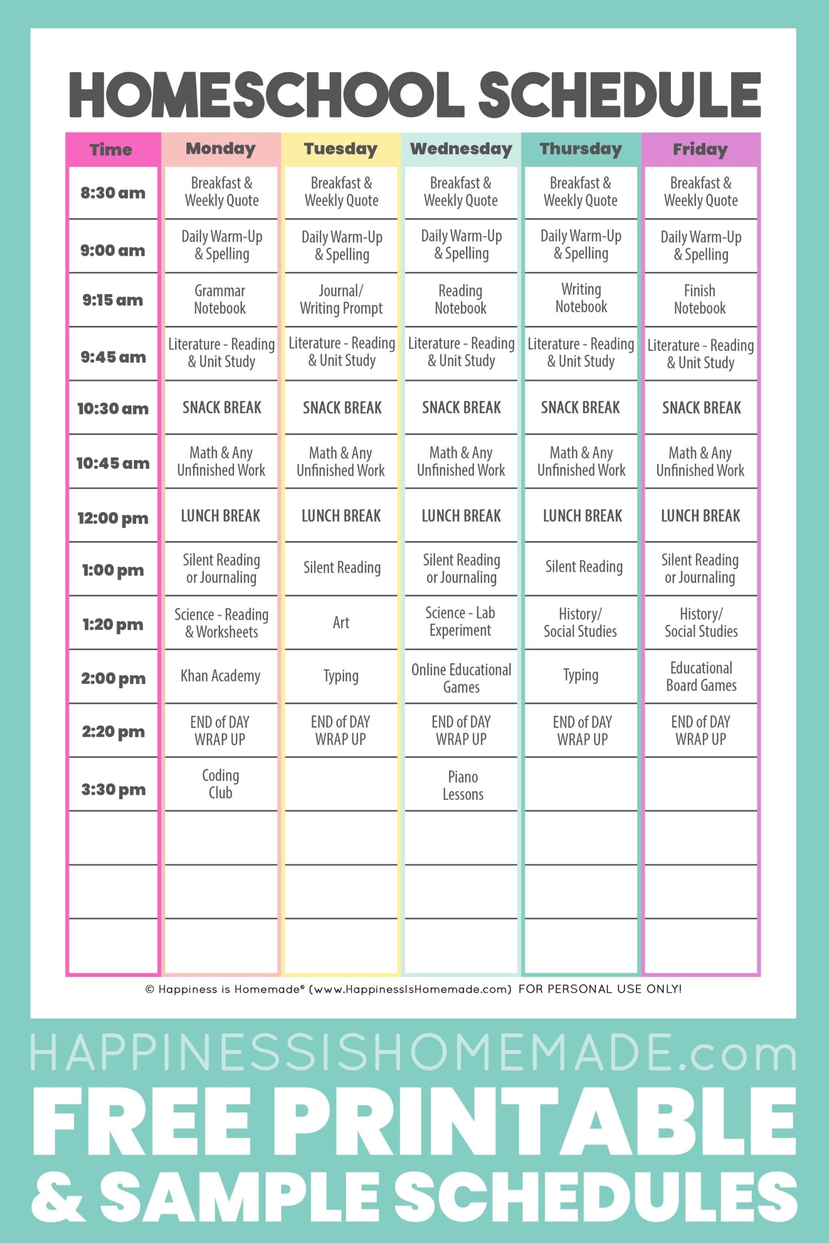 Daily Homeschool Schedule Samples Happiness Is Homemade Daily Homeschool Schedule Samples Happiness Is Homemade