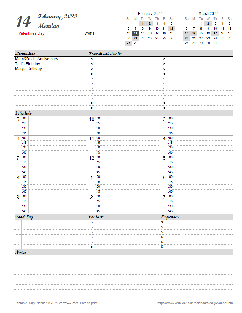 Daily Planner Template Free Printable Daily Planner For Excel Daily Planner Template Free Printable Daily Planner For Excel