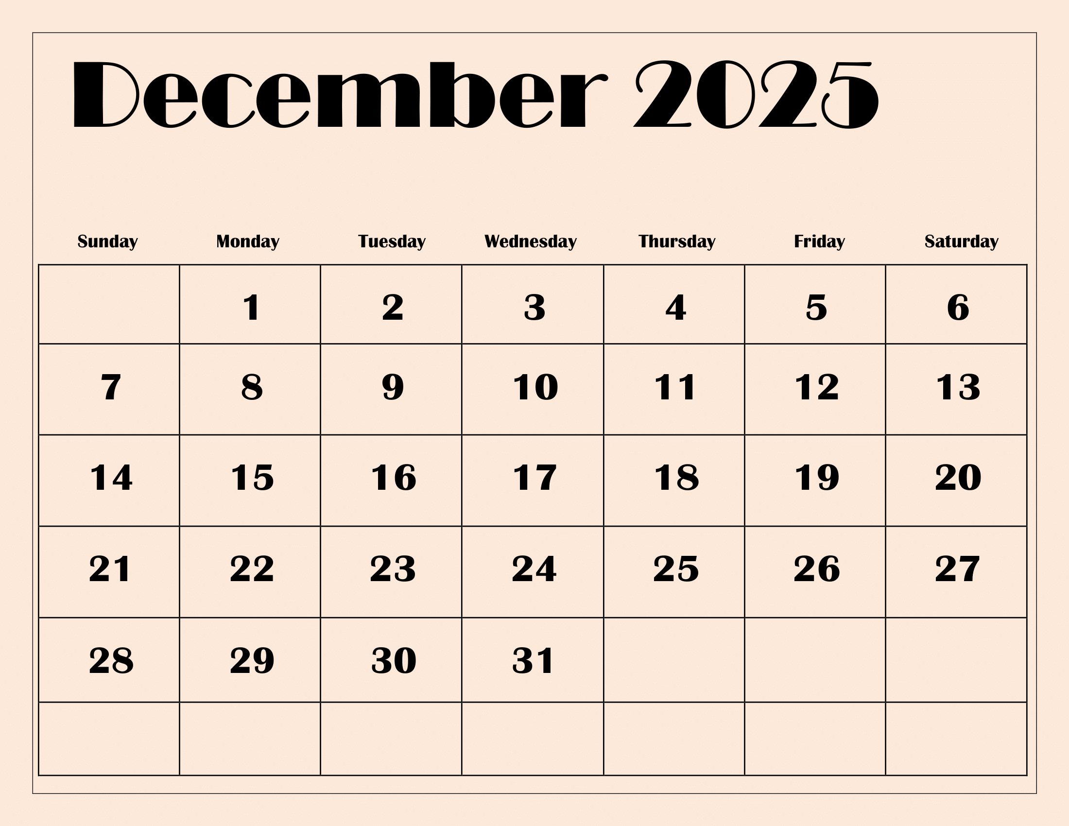 2025 December Christmas Calendar 2025 December Christmas Calendar